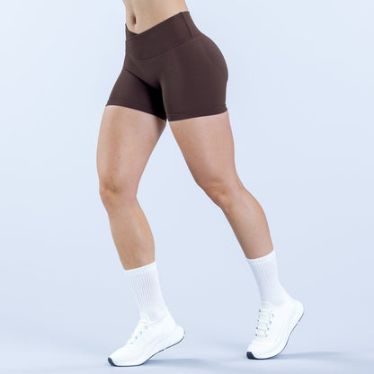 Seamless Yoga Shorts with Cross Waistband