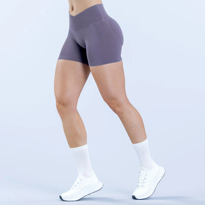Seamless Yoga Shorts with Cross Waistband