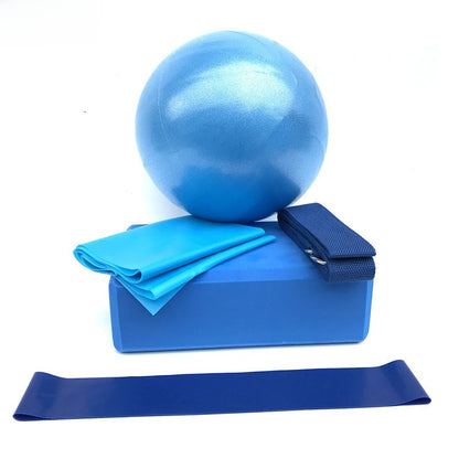 Yoga Fitness Five-Piece Set with Ball, Brick, Towel, Band, and Resistance Circle