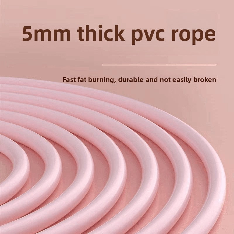 Pink 5mm-thick PVC jump rope for fitness and weight loss by FitGearMonarch, durable and not easily broken.
