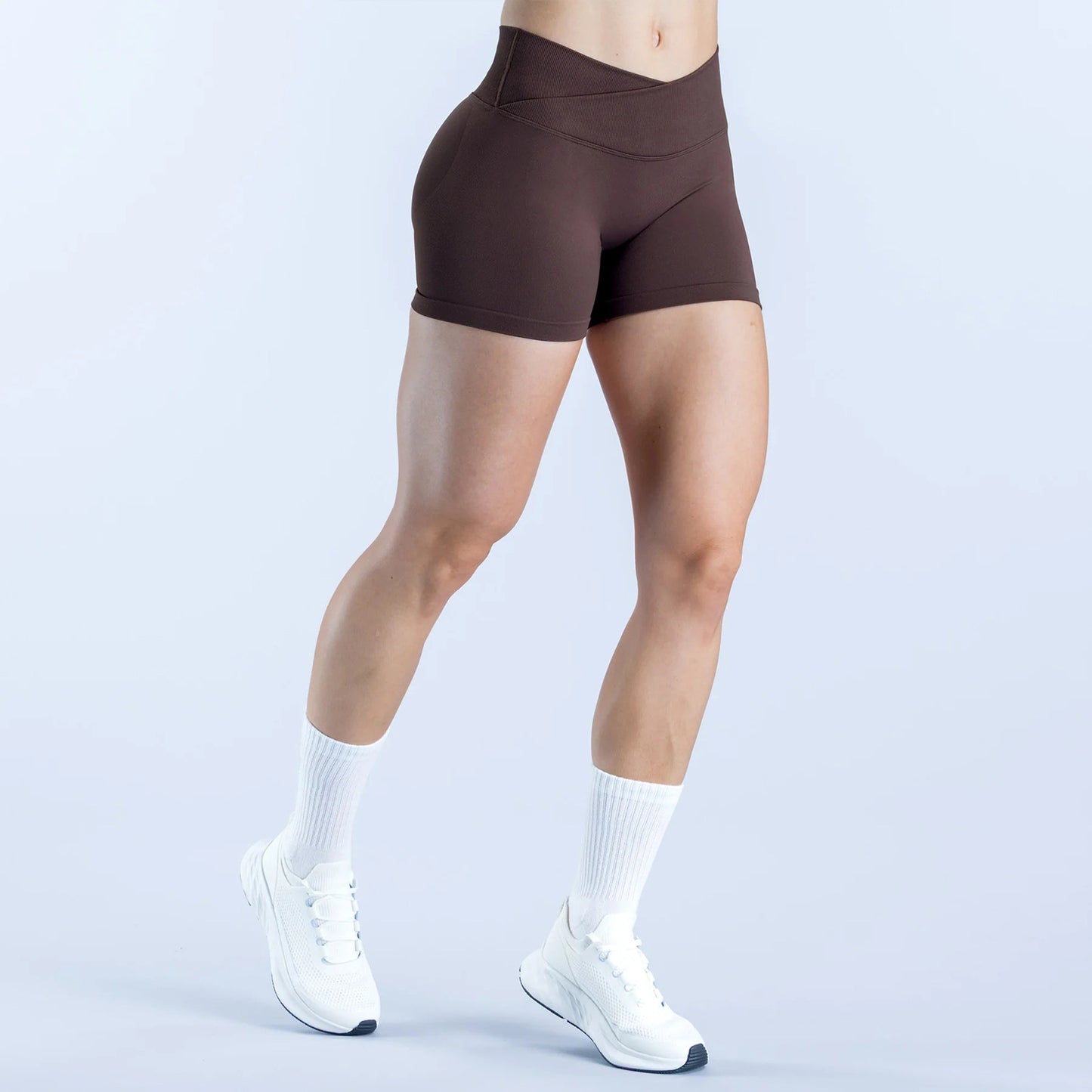 Seamless Yoga Shorts with Cross Waistband